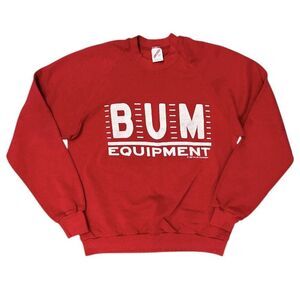 Vintage B.U.M. Equipment Sweatshirt 1991 Red M/L Crewneck Made In USA 90s